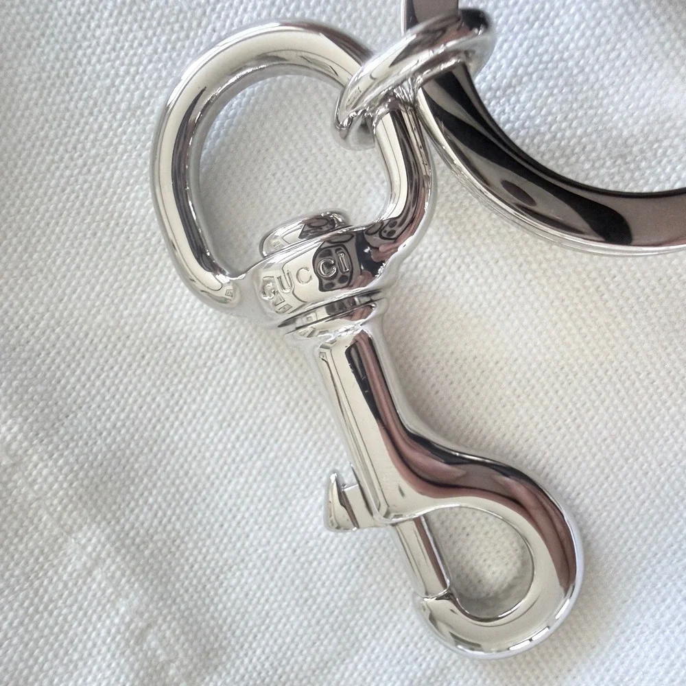 Gucci Black Interlocking G‎ Knotted Cord Keychain Swivel Hook 834480